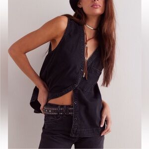 Free People classic denim vest
